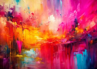 Obraz premium Abstract Pink Oil Painting Background with Long Exposure Effect, Colorful Canvas Art Featuring Brushstrokes and Texture Ideal for Modern and Contemporary Art Projects