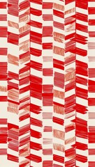 Red Rhombus pattern hand drawn design on White background illustration