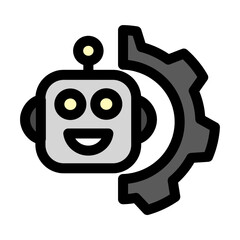 Robot settings symbol - artificial intelligence icon.