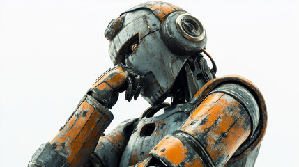 A shabby robot thinking