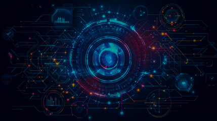 Obraz premium Futuristic digital background representing technology, AI, data, audio, and graphics