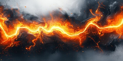 Abstract dynamic fire with energy wave. Fiery motion creates a vivid blaze and light. Texture and patterns form an intense, energetic background. Perfect for artistic design digital uses.