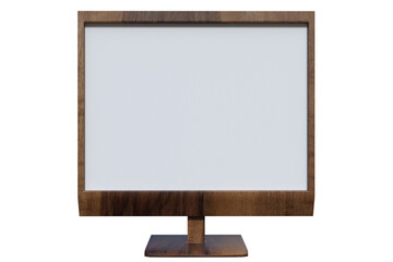 monitor in legno su fondo trasparente isolato