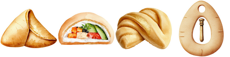 Chinese New Year festival and symbolism, A collection of various styled dumplings, showcasing unique shapes and fillings, highlighting their diverse culinary appeal.