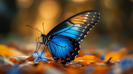 Butterfly on flower nature scene close-up photography outdoor garden colorful view serenity and beauty