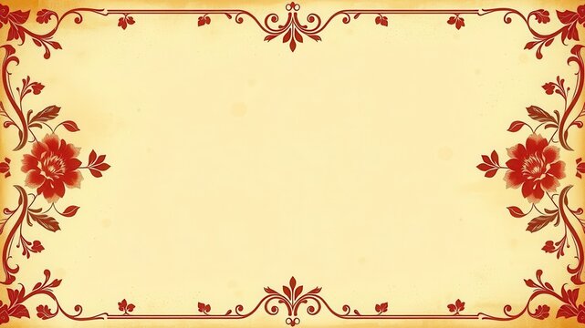 A vintage artistic background featuring a worn paper texture with elegant floral patterns and distressed edges, vintage, pattern, old fashioned