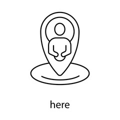 here concept line icon. Simple element illustration. 
here concept outline symbol design.