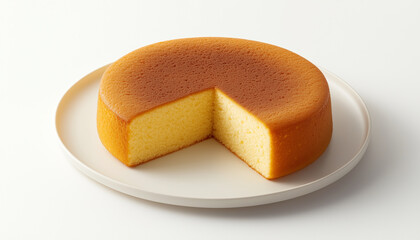 Fluffy and light Japanese cheesecake with a golden top and soft texture, served on a white plate for a minimalist presentation