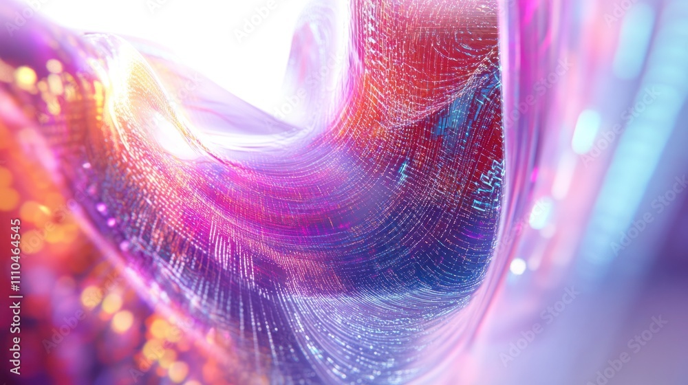 Poster a digital artwork showcasing a holographic display of ai algorithms analyzing quantum data, with swi