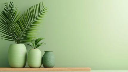 Minimalist eco-ad template with recycled material textures, green foliage accents, and a soft gradient background for product display