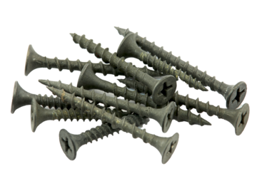 Black metal screws for use on wood.Transparent background in png.