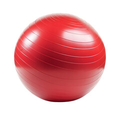 Bright red exercise ball isolated on white background