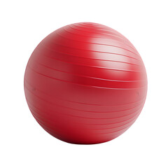 Bright red exercise ball isolated on white background