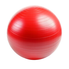 Bright red exercise ball isolated on white background