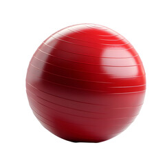 Bright red exercise ball isolated on white background