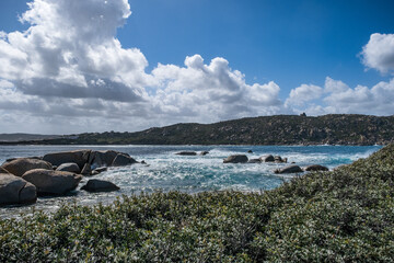 Mediterranean seascape of Gallura coast in northern Sardinia island, Italy