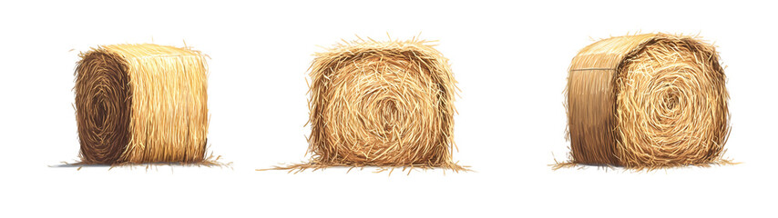 Golden hay bales in countryside