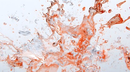 Fototapeta premium Abstract splash of liquid, vibrant pink and transparent water mixing, creating an explosive, dynamic pattern of droplets and bubbles.