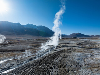 The geothermal springs in Tibet, China