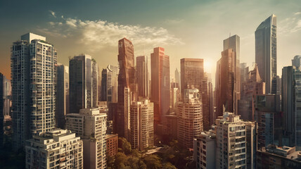 Fototapeta premium global warming high temperature city heat wave in summer season concept.