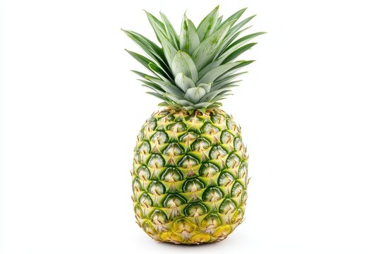 Fresh Pineapple on a White Background for Text Overlay