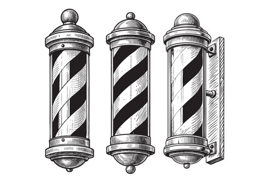 barber pole lamp engraving vector illustration