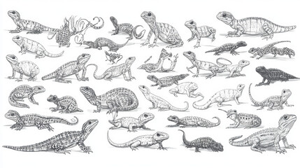 lizard art detailed pencil drawings and illustrations of crocodile skink and other reptiles