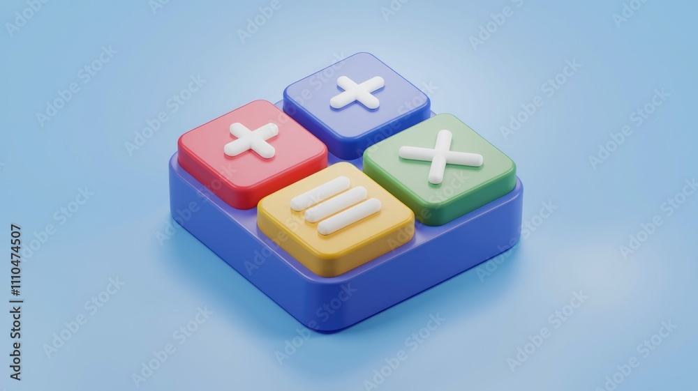 Aufkleber Colorful calculator buttons with plus  minus  multiply  and equal signs.