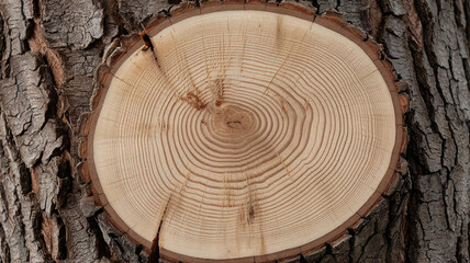 Close-up of a White Oak tree cut surface showcasing detailed growth rings, natural wood texture, and intricate patterns, ideal for woodworking, design inspiration, or educational purposes. 