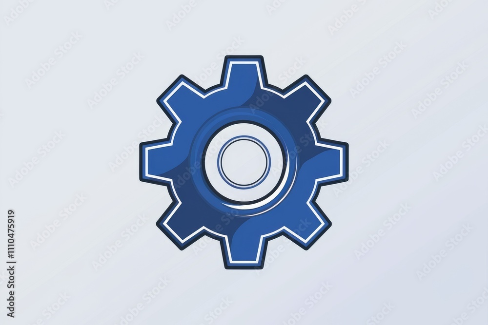 Poster a blue gear icon symbolizes mechanics engineering and process optimization.