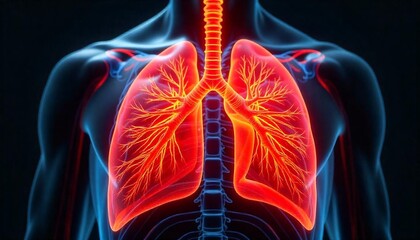 Human breathing system anatomy of chest lungs