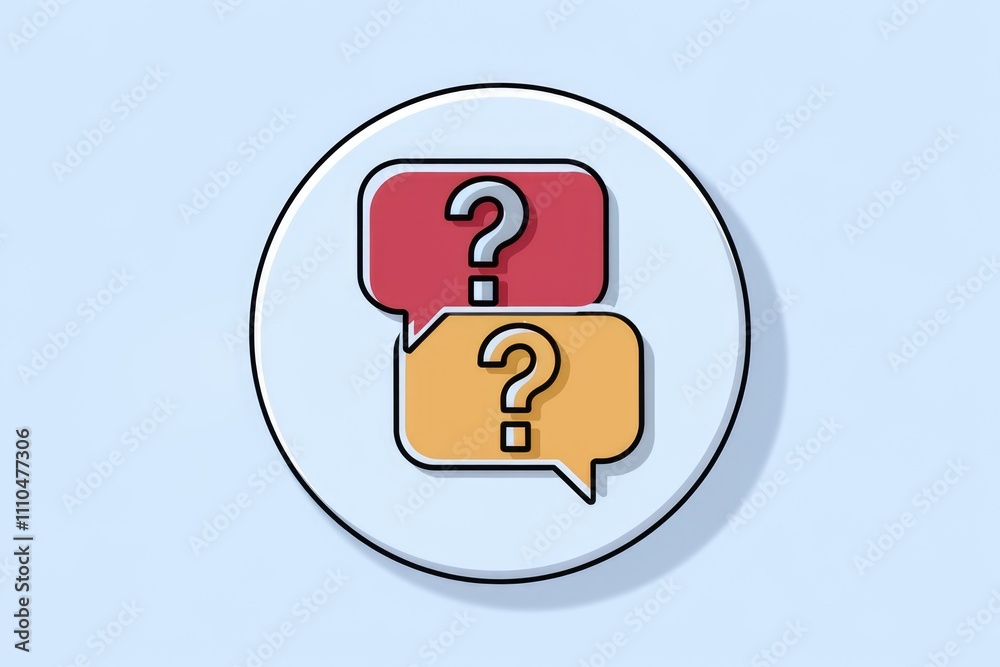 Aufkleber Two speech bubbles with question marks inside  symbolizing questions and queries.