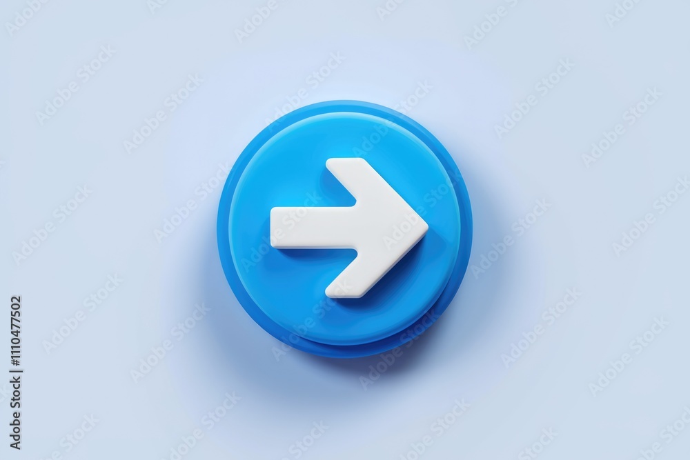 Aufkleber 3d blue button with white arrow for next continue.