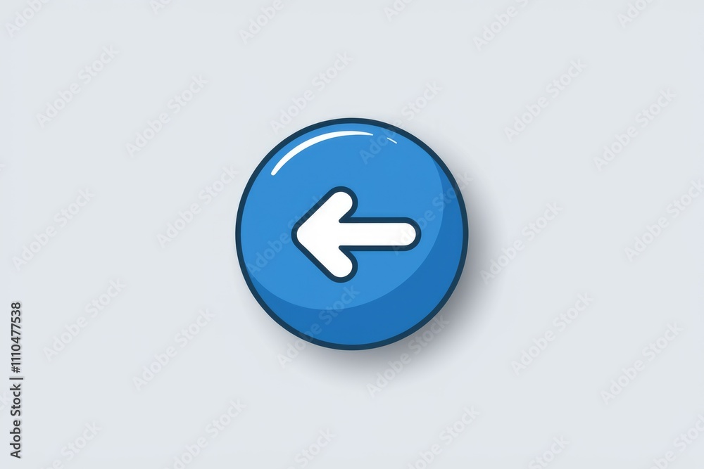 Poster Blue button with white left arrow for backward navigation.