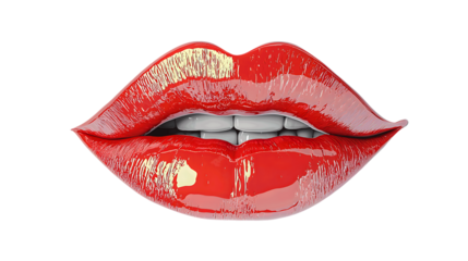 Bold red lips with a glossy finish