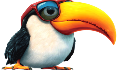 Cool cartoon toucan wearing sunglasses.