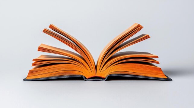 A photostock of an open book with a warm golden light shining on the pages, placed on a clean white background, symbolic and inspirational. High Quality