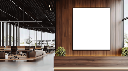 Modern office interior with blank wall canvas