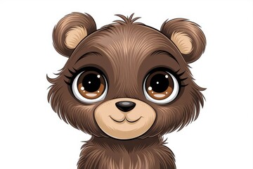 Obraz premium Adorable cartoon baby bear with big expressive eyes.