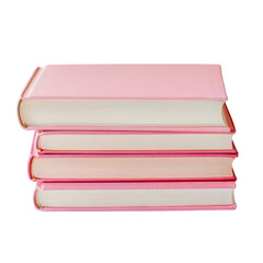 pink books isolated on white background