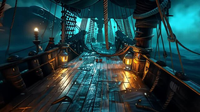 Sunken Pirate Ship Deck: A Digital Painting
