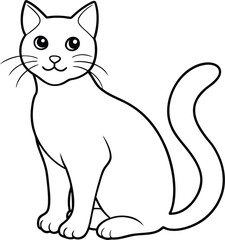 Hand Drawn Cat Line Art Vector Illustration Design