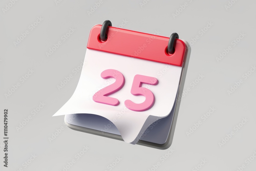 Poster A 3D rendered image of a calendar showing the 25th  curled page.