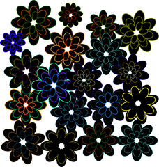 Botanical doodle background vector set. Flowers abstract shape doodle art design for print, 
wallpaper, clipart, wall art for home decoration.