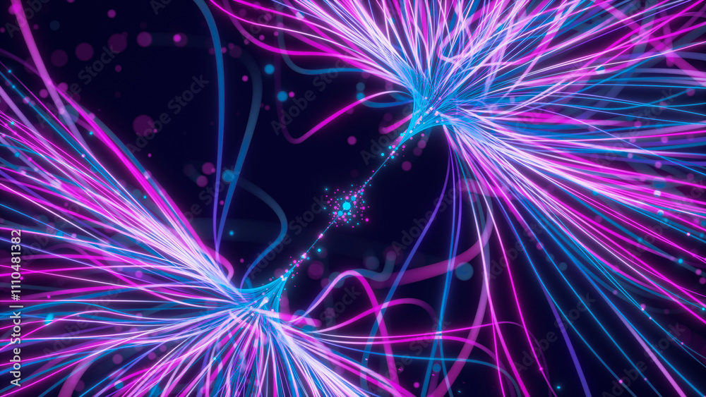 Poster Big data artificial intelligence machine learning neural network flow complex information science innovation technology data analysis visualization cyberspace future. 3d rendering.