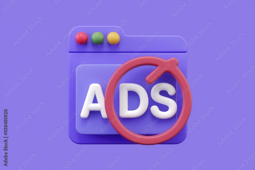 Aufkleber 3D render of browser window with ADS and refresh icon.