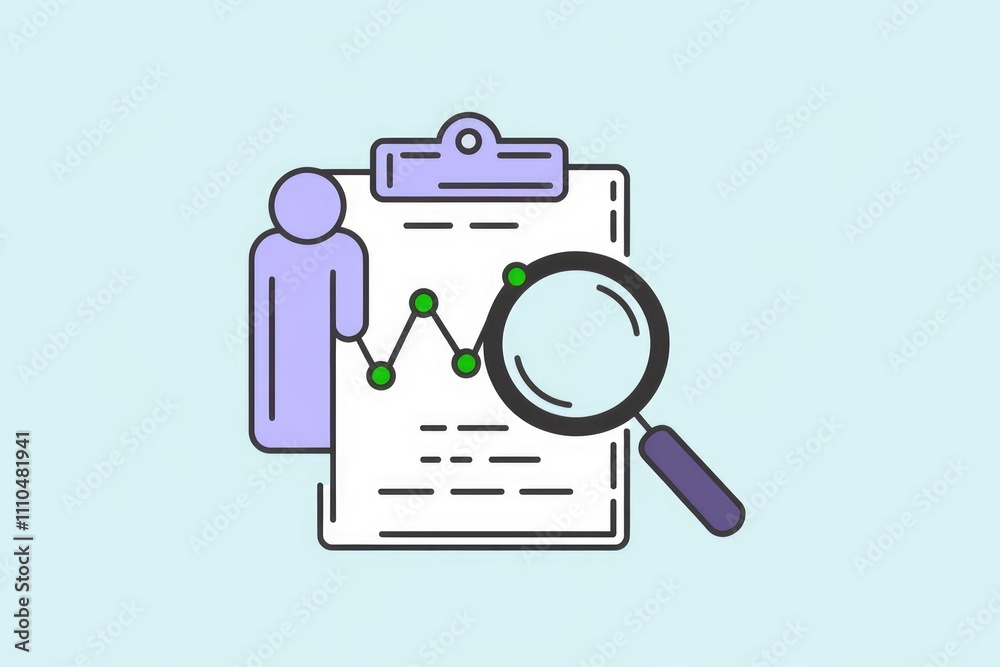 Poster Analyzing data and performance metrics with a magnifying glass for insights.