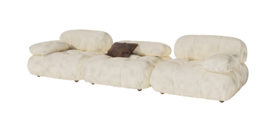 Beige colored Modern sofa Furniture set for interior design png transparent on white background