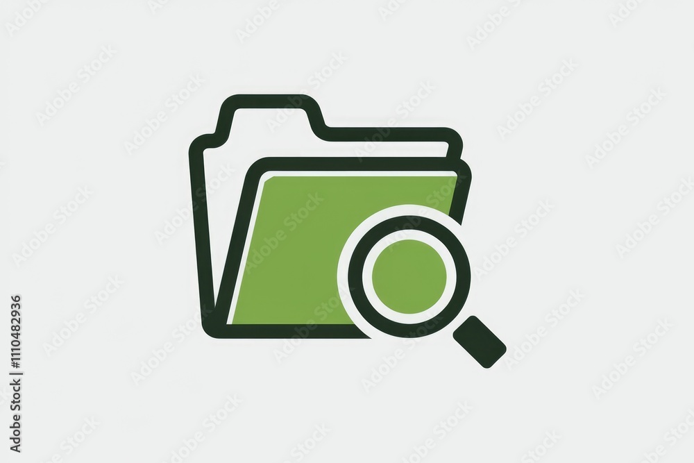 Aufkleber A green folder icon with a magnifying glass over it  symbolizing file search or data analysis.