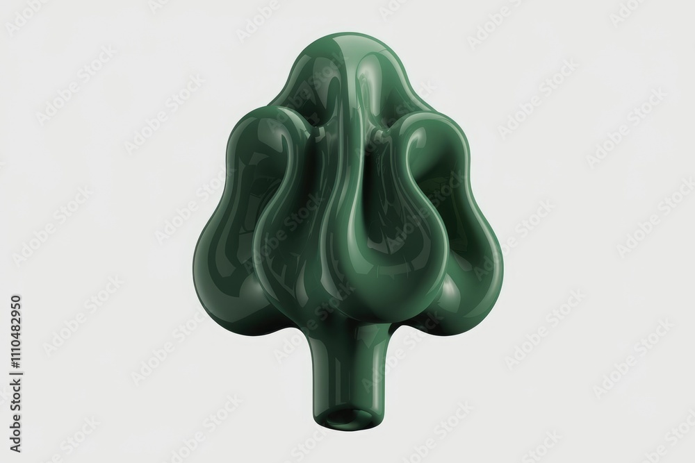 Aufkleber Abstract green sculpture resembling a stylized tree or organic form with smooth  flowing curves.
